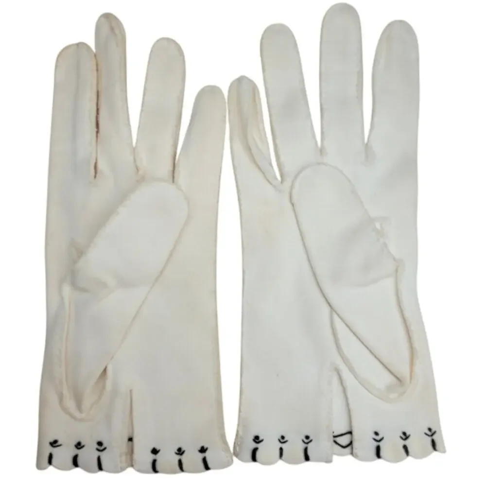 Vintage‎ 50s Cream Beaded Coat-Length Gloves Glam Formal Coquette Vintage Luxe